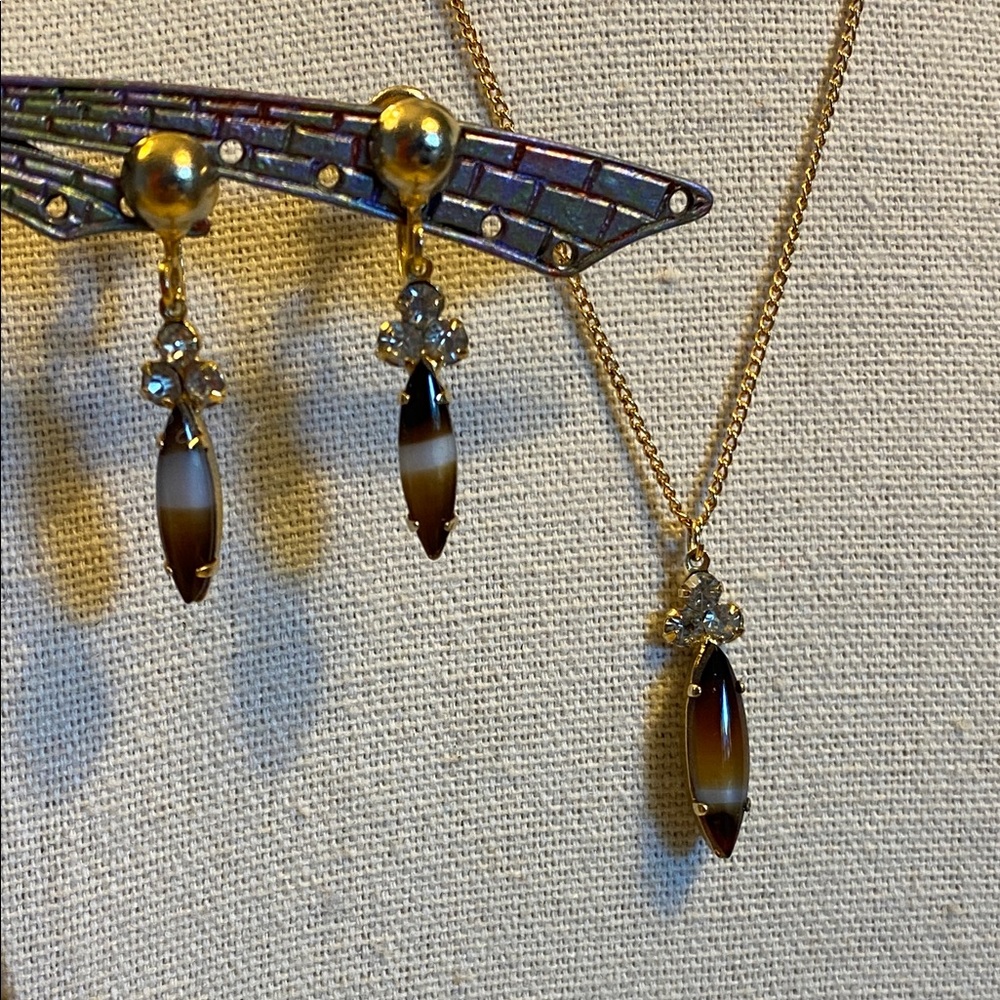 Vintage Gold and Brown Jewelry Set